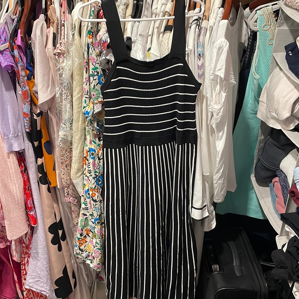 Banana Republic black and white striped dress